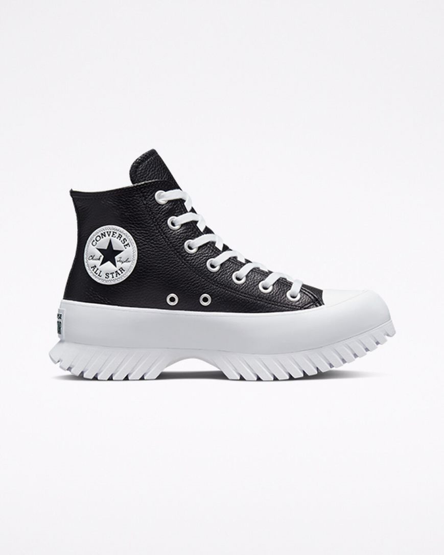 Pánské Boty Vysoké Converse Chuck Taylor All Star Lugged 2.0 Læder Černé Bílé | CZ NHFP62